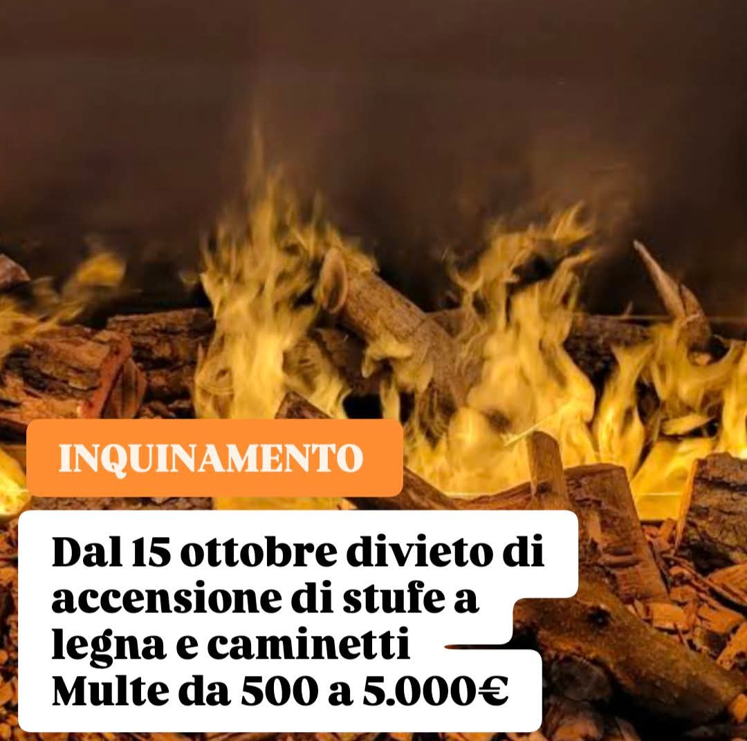 Da metà ottobre è vietato accendere le stufe a legna e i camini